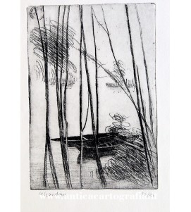 Gino Gandini, Il Po n 2, 1975, acquaforte 14 su 50, 35x50 cm