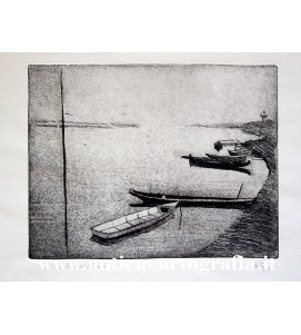 Gino Gandini, Il Po n 3, 1975, acquaforte 14 su 50, 35x50 cm